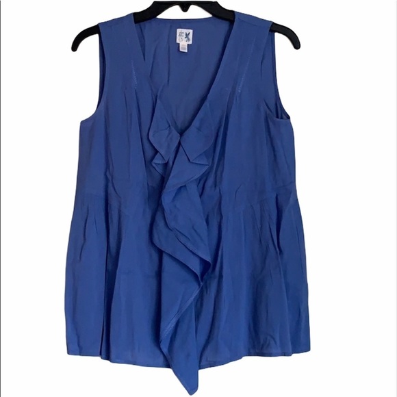 Anthropology Edme&Esyllte Ruffle Blue Top,sleeveless,size 0 - Picture 2 of 12